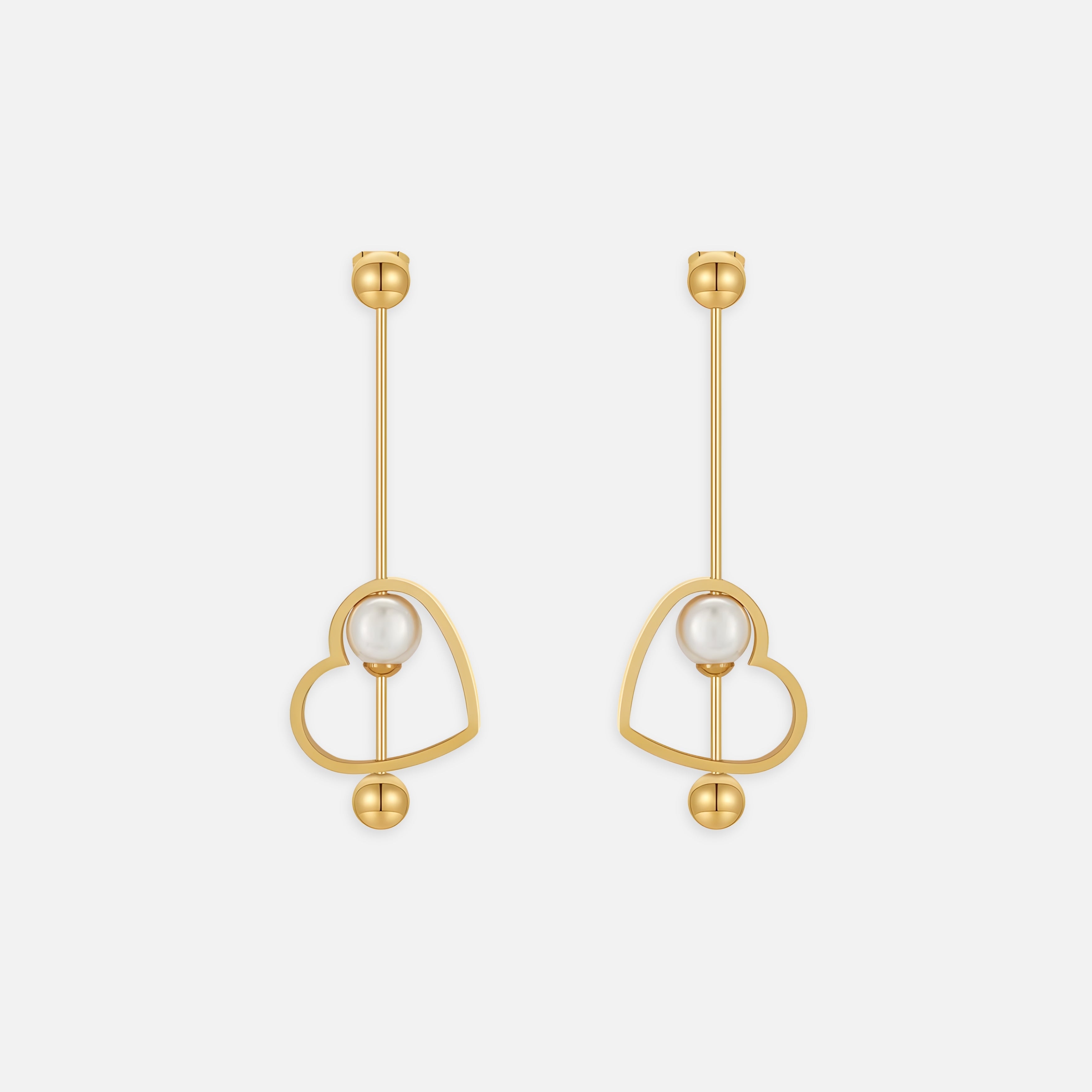Lovell Heart Pearl Gold Earrings