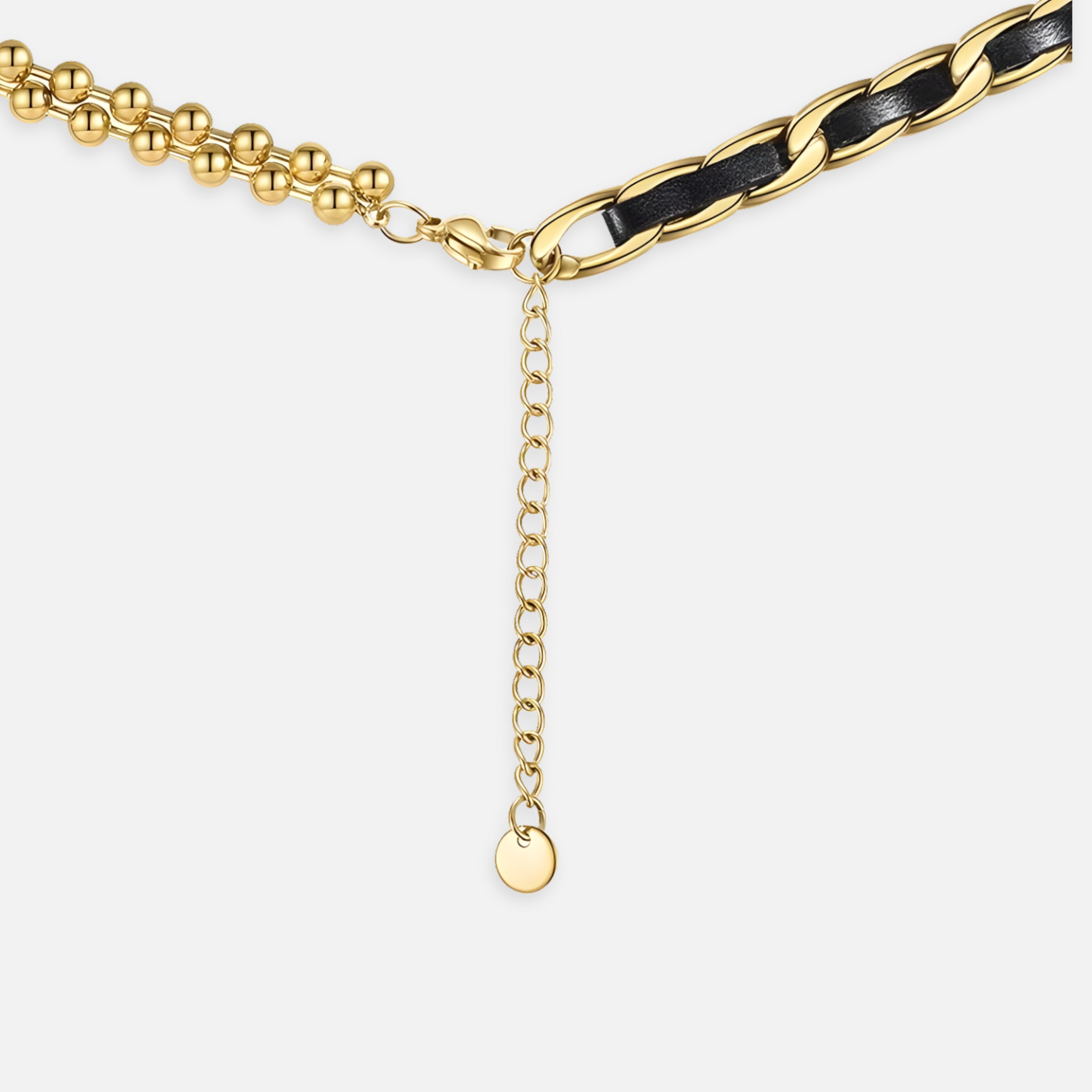 Onyx Leather Chain Necklace