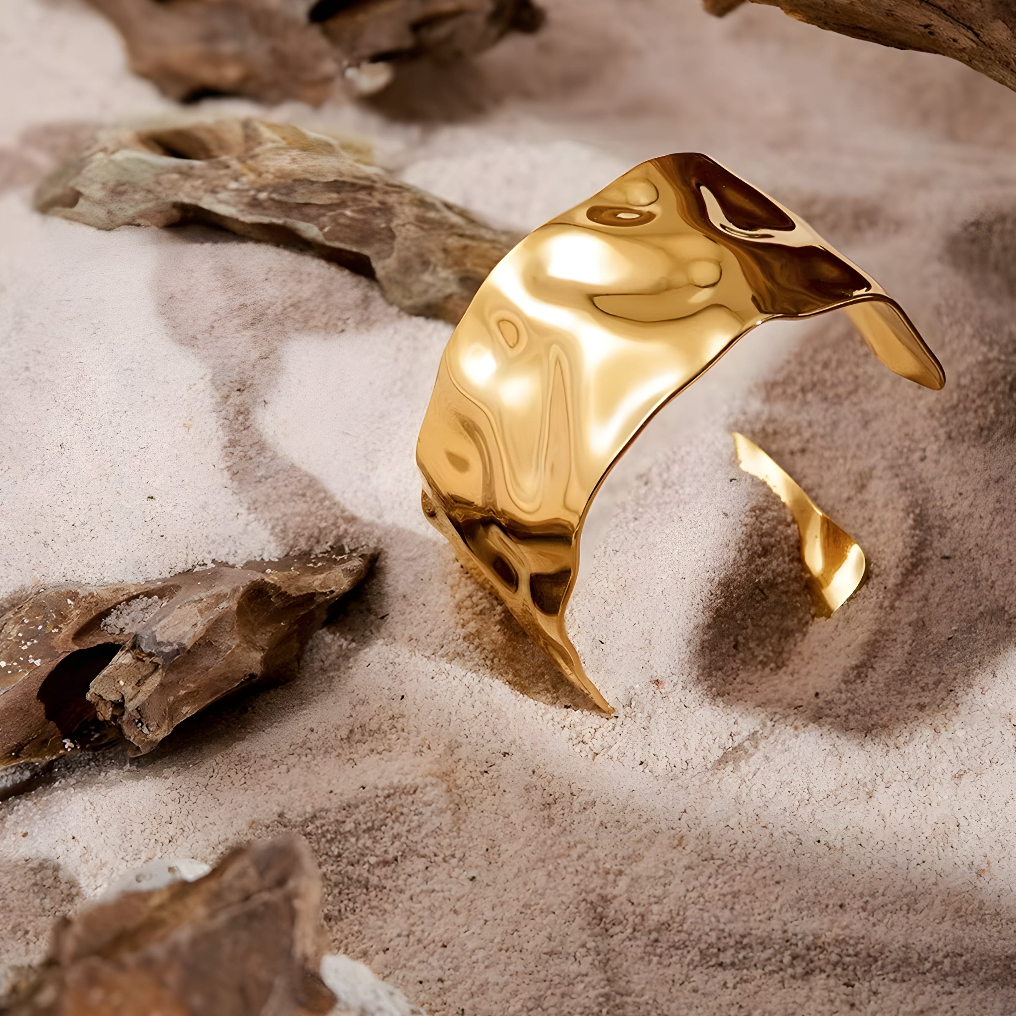 Solace Irregular Gold Cuff Bracelet