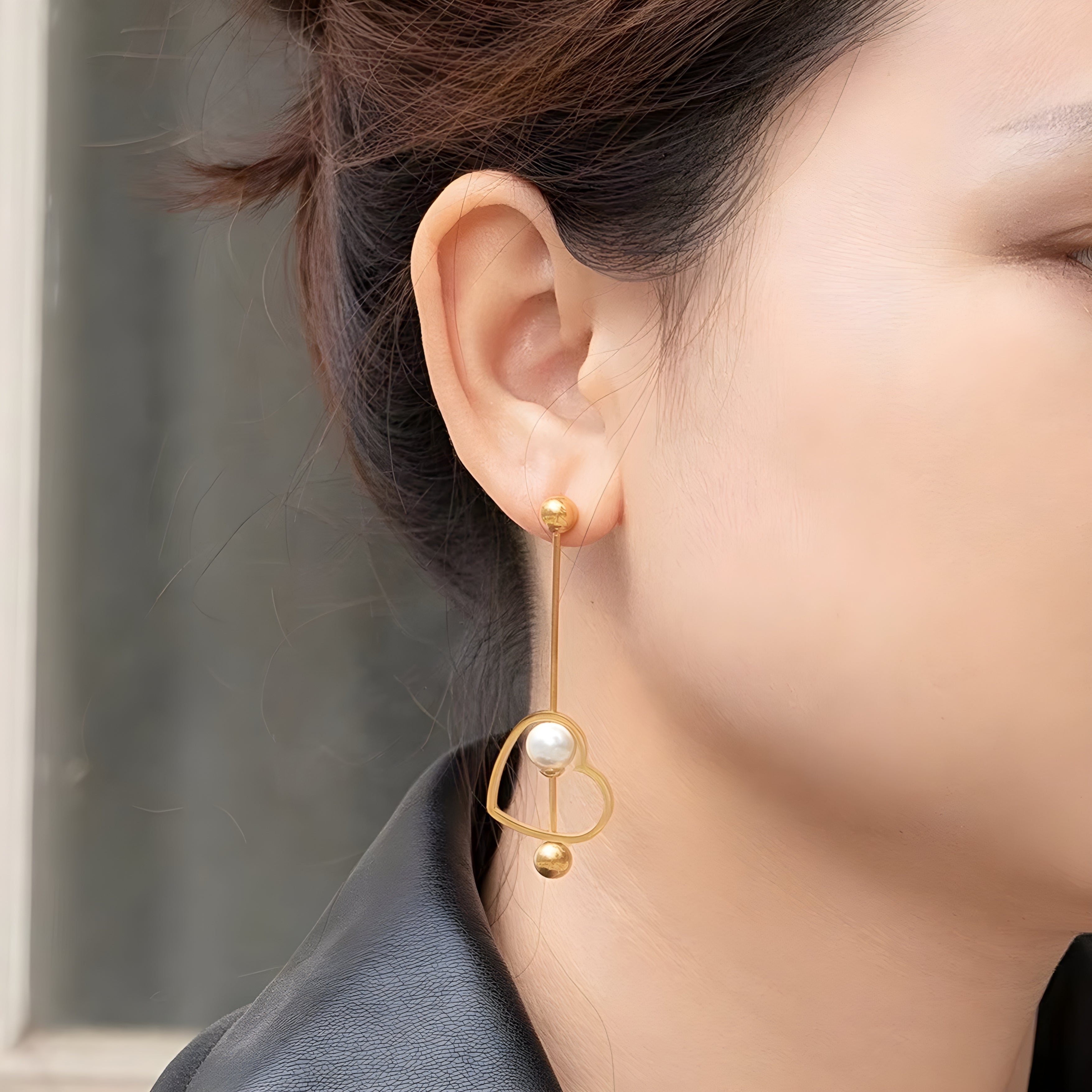 Lovell Heart Pearl Gold Earrings