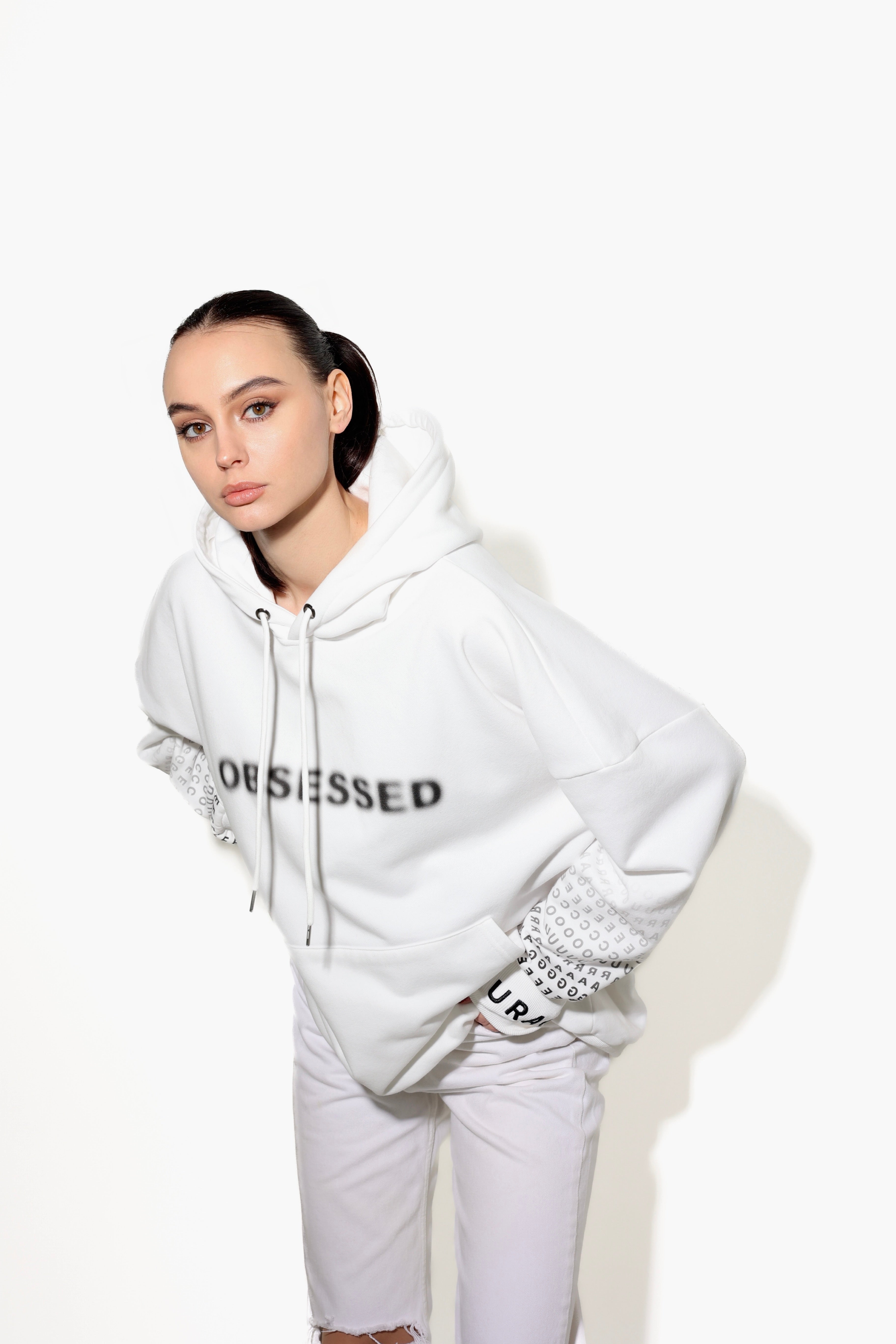 Baggie Hoodie One-Size Fit, Unisex "Vanguard" White