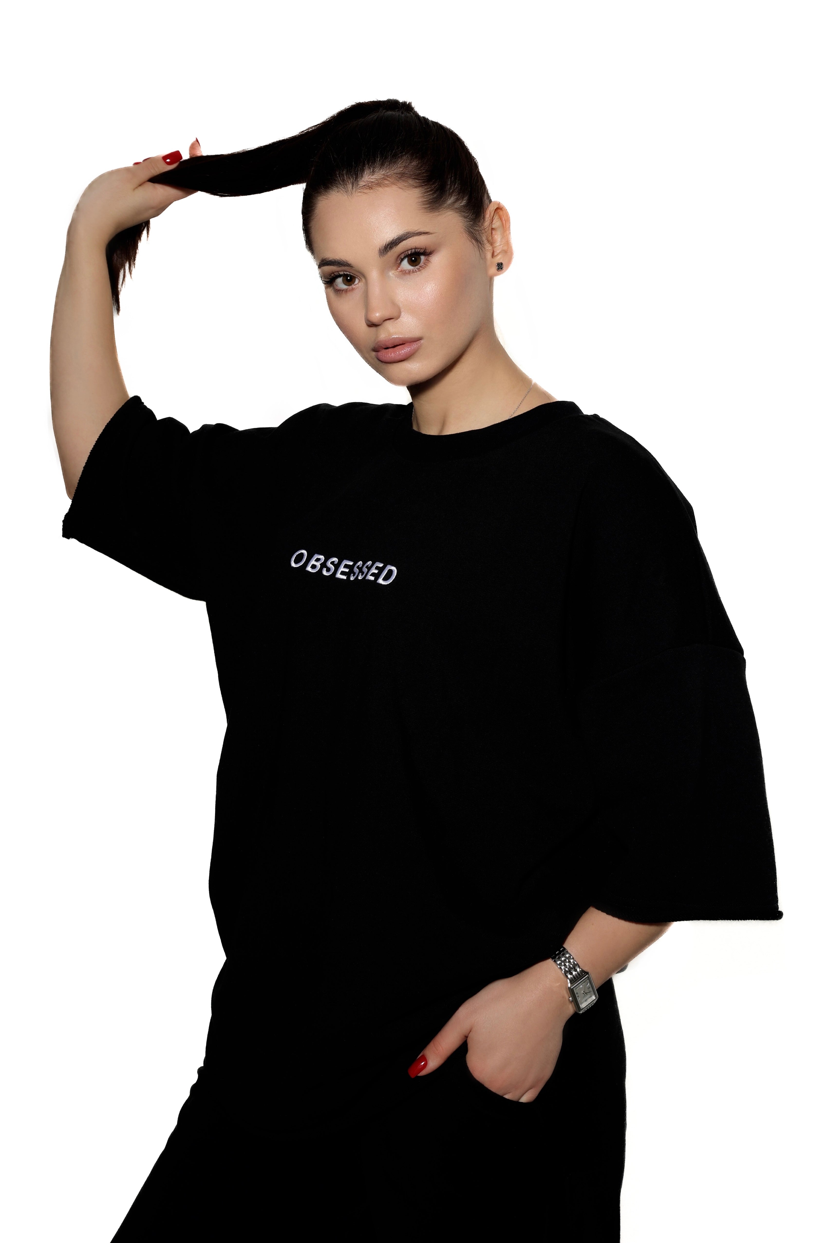 Oversized T-Shirt One-Size Fit, Unisex "Impact" Black