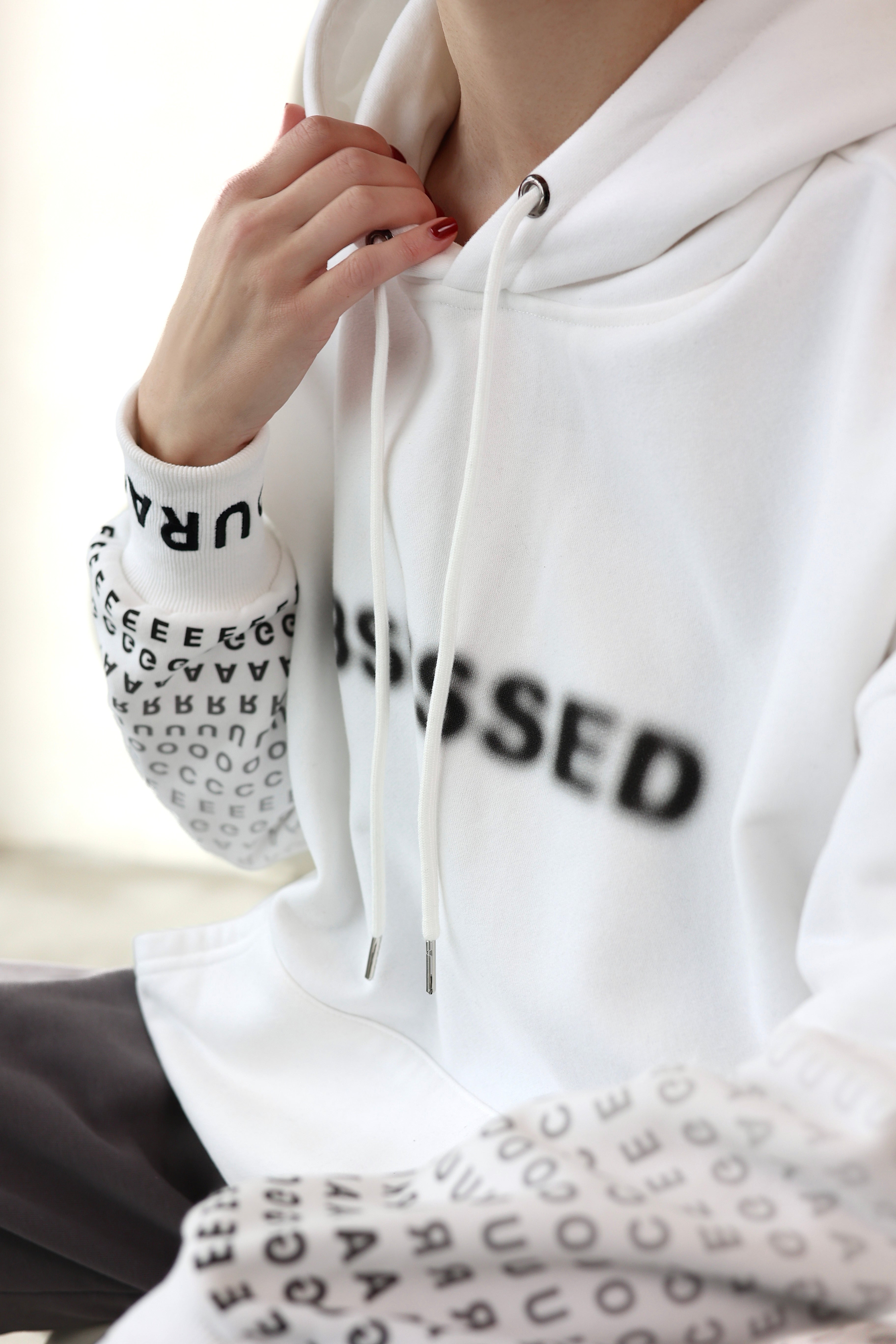 Baggie Hoodie One-Size Fit, Unisex "Vanguard" White